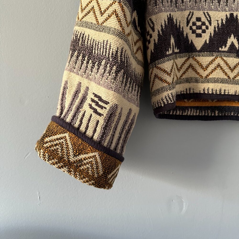 Vintage FLASHBACK Woven Cotton Patterned Cropped Jacket - Picture 6 of 6